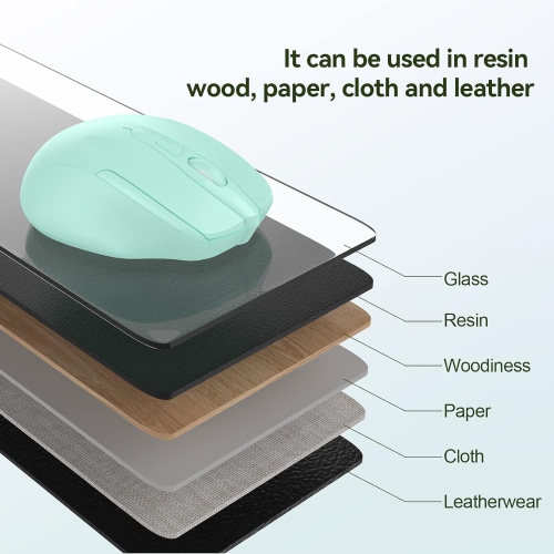 2.4G Wireless Mouse for Laptop, PC, Computer, 6 Buttons 2600 DPI, 5 Adjustment Levels, Green