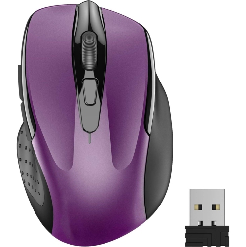 VECELOLIBILIS  2.4G Wireless Mouse for Laptop, PC, Computer, 6 Buttons 2600 Dpi, 5 Adjustment Levels In Purple