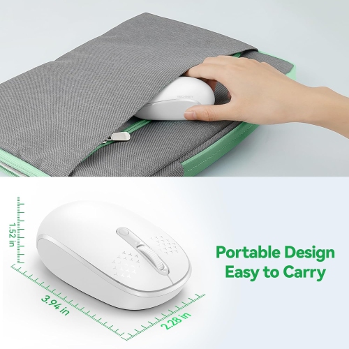 Wireless Mouse, 2.4G Quiet Computer Mouse with USB Receiver, 4 Buttons Portable Cordless Mice for Laptop, PC, White