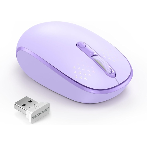 VECELOLIBILIS  Wireless Mouse, 2.4G Quiet Computer Mouse With USB Receiver, 4 Buttons Portable Cordless Mice for Laptop, PC In Purple