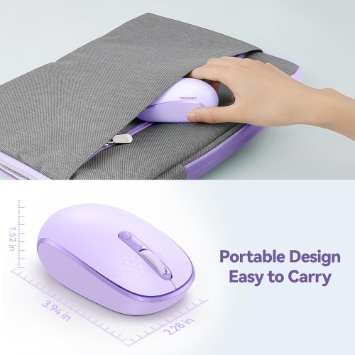 Wireless Mouse, 2.4G Quiet Computer Mouse with USB Receiver, 4 Buttons Portable Cordless Mice for Laptop, PC, Purple