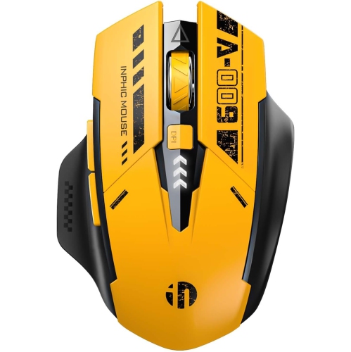 Bluetooth Mouse Wireless Rechargeable Mecha Mouse for Multi-Device, Battery Visible Computer Mouse, Yellow