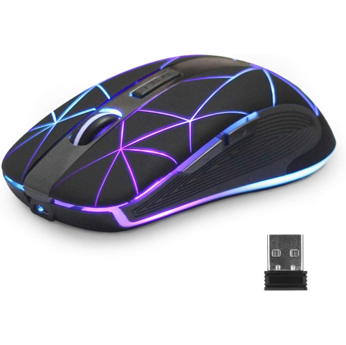Wireless Mouse, Computer Mouse with 3 Adjustable Moving Speeds, USB Mouse with 6 Buttons USB Nano Receiver for PC,Laptop,Computer