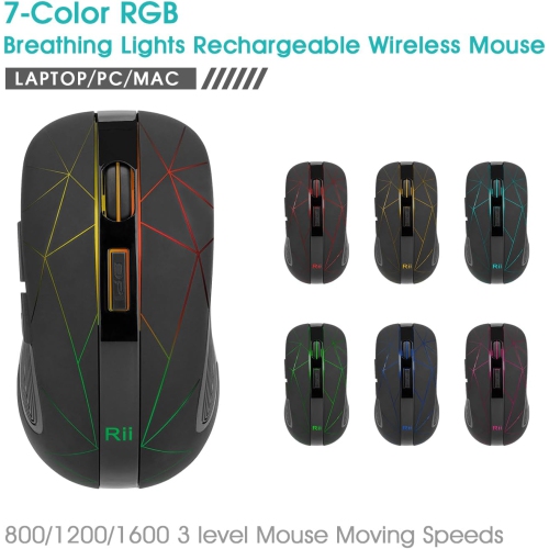 Wireless Mouse, Computer Mouse with 3 Adjustable Moving Speeds, USB Mouse with 6 Buttons USB Nano Receiver for PC,Laptop,Computer