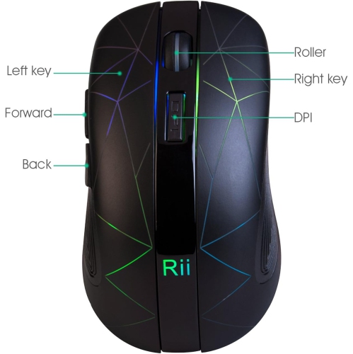 Wireless Mouse, Computer Mouse with 3 Adjustable Moving Speeds, USB Mouse with 6 Buttons USB Nano Receiver for PC,Laptop,Computer
