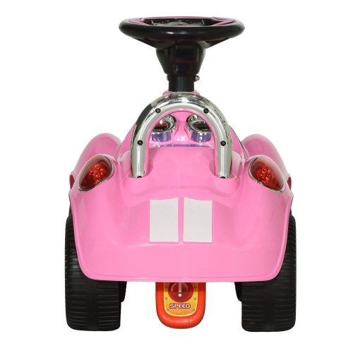 Qaba Baby Car, Push Car with Music, Horn, Light, Foot to Floor Sliding Ride on Car for Toddlers, Pink