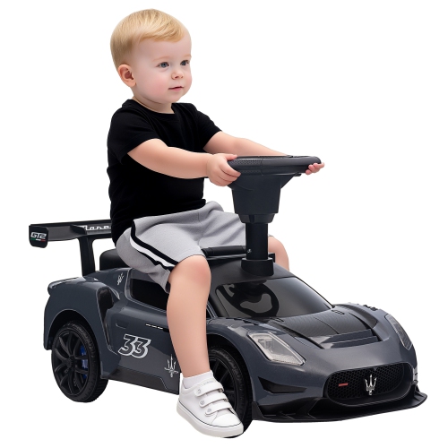 Qaba Maserati GT2 sous licence Sit to Stand Car, Ride On Toy pour tout-petits, style voiture coulissante pour enfants avec rangement sous le siège,