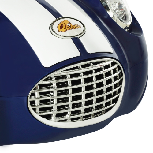 Voiture de bébé Qaba, voiture à pousser avec musique, klaxon, lumière, jouet porteur coulissant pied-sur-plancher pour tout-petits, bleu foncé