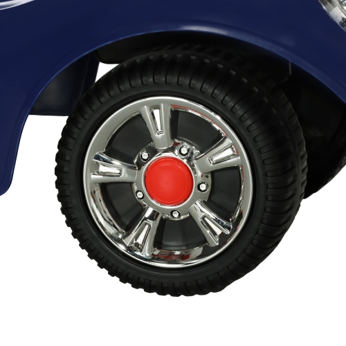 Voiture de bébé Qaba, voiture à pousser avec musique, klaxon, lumière, jouet porteur coulissant pied-sur-plancher pour tout-petits, bleu foncé