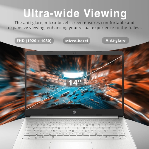 HP 14" FHD Laptop - AMD Ryzen 3-3250U - 8GB DDR4 - 128GB PCIe SSD - Radeon Graphics - Windows 11 - Silver - 32GB Hotface USB Card by HP - Refurbished condition - Image 2