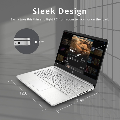HP 14" FHD Laptop - AMD Ryzen 3-3250U - 8GB DDR4 - 128GB PCIe SSD - Radeon Graphics - Windows 11 - Silver - 32GB Hotface USB Card by HP - Refurbished condition - Image 7