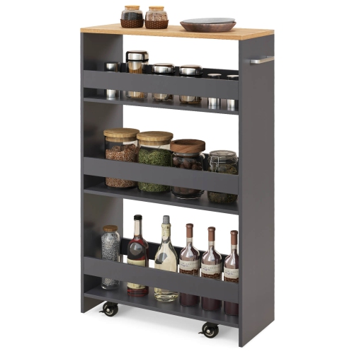 Costway 4-Tier Rolling Storage Cart 8" Slim Kitchen Cart on Wheels with Open Shelves