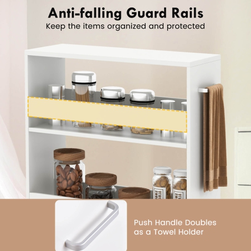 Costway 4-Tier Rolling Storage Cart 8" Slim Kitchen Cart on Wheels with Open Shelves