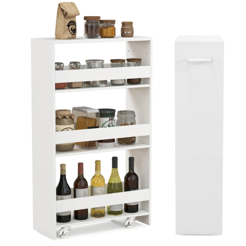 Costway 4-Tier Rolling Storage Cart 8" Slim Kitchen Cart on Wheels with Open Shelves