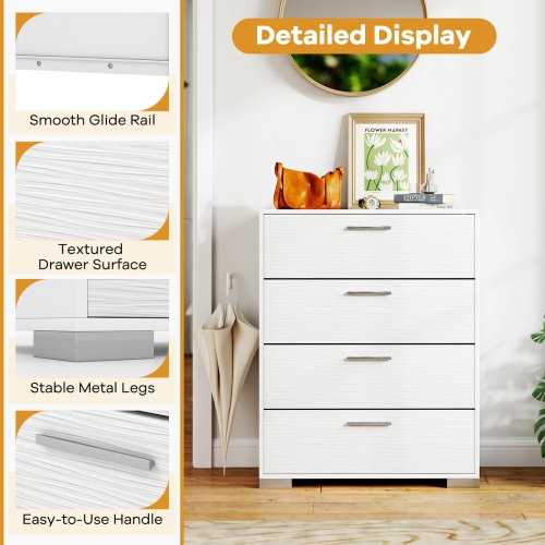 Costway 4 Drawer Storage Cabinet with Metal Legs & Handles Anti-Toppling Devices