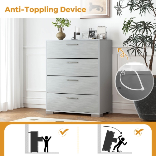 Costway 4 Drawer Storage Cabinet with Metal Legs & Handles Anti-Toppling Devices