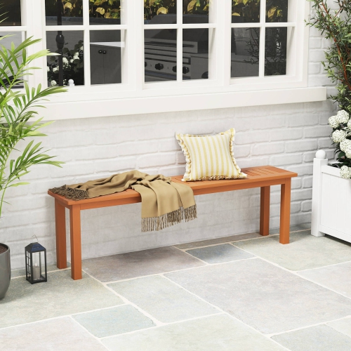 Costway 59" Long Patio Dining Bench with Teak Oil Finish & Slat Seat Accent Entryway Bench