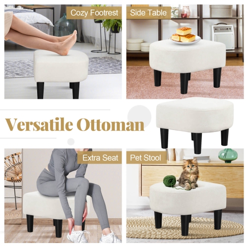 Costway Barrel Chair with Ottoman Footrest Curved Backrest Armrests Removable Seat Cushion