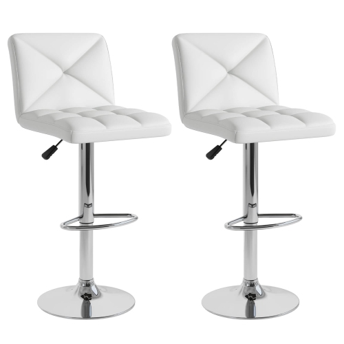 COSTWAY  Modern Bar Stools Set Of 2 Pu Leather Upholstered Swivel Counter Stools With Back