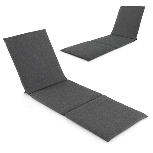 Coussin de chaise longue d'extérieur 2 PCS de Costway avec attaches autoagrippantes Gris patio