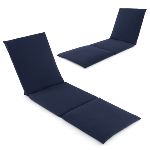 Coussin de chaise longue d'extérieur 2 PCS de Costway avec sangles de fixation auto-agrippantes, bleu patio