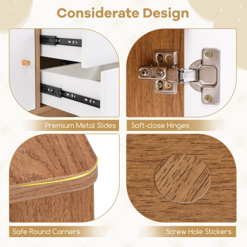 Costway Kids Toy Storage Organizer Wooden Children Bookshelf Storage Chest with Open Shelf