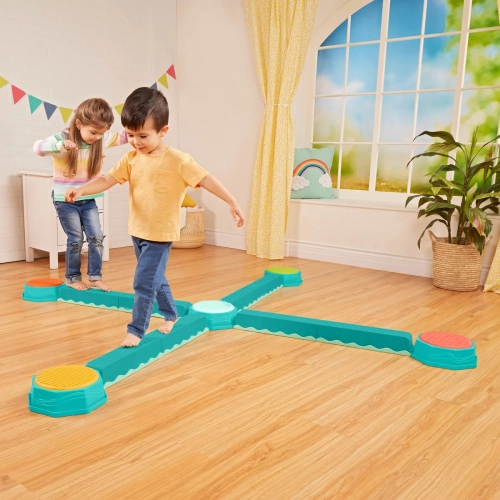 B. toys – Balance Beam for Kids – Interlocking Balancing Beams – 5 Sensory Pads & 8 Beams – Active Play for Toddlers, Kids – 3 Years