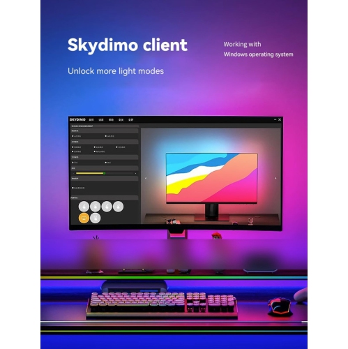 Ollny Decor 24 in Monitor LED Backlights, LED Strip Lights That Sync with Screen Color or Music, RGBIC Computer Light Bar Behind Monitor, USB