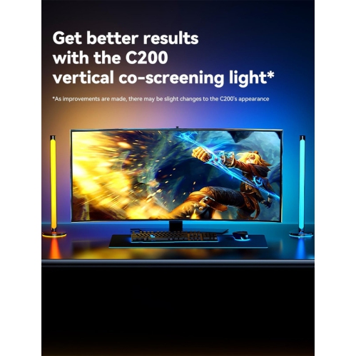 Ollny Decor 24 in Monitor LED Backlights, LED Strip Lights That Sync with Screen Color or Music, RGBIC Computer Light Bar Behind Monitor, USB