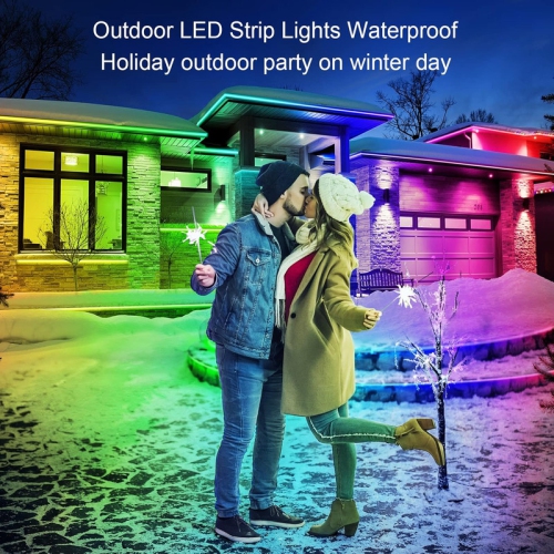 Ollny Decor Lights 60ft Outdoor LED Strip Lights Waterproof,IP68 Outside Led Light Strips Waterproof with App and Remote,Music Sync RGB Exterior Led