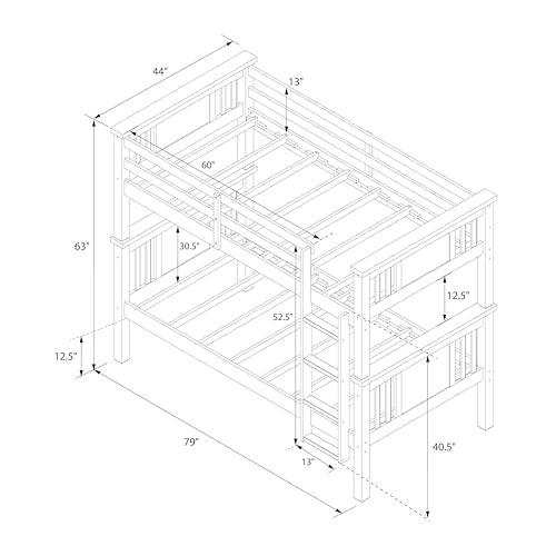 DHP Dylan Twin Over Twin Wood Bunk Bed, White