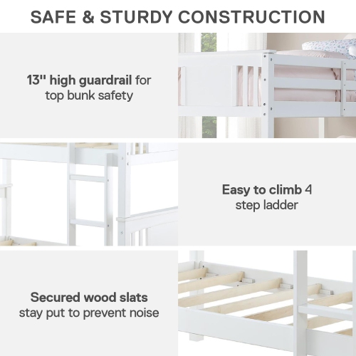 DHP Dylan Twin Over Twin Wood Bunk Bed, White