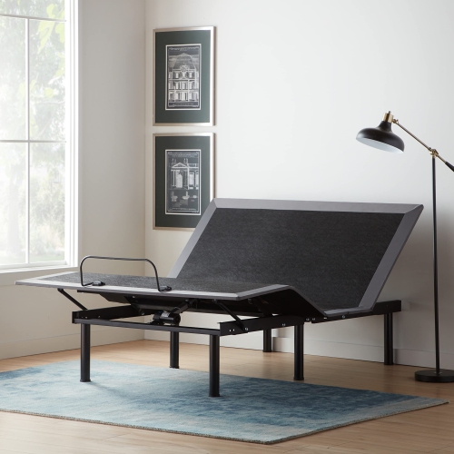 Base de lit L150 LUCID – Cadre rembourré – Inclinaison de la tête et des pieds – Télécommande sans fil réglable, grand lit, fauteuil