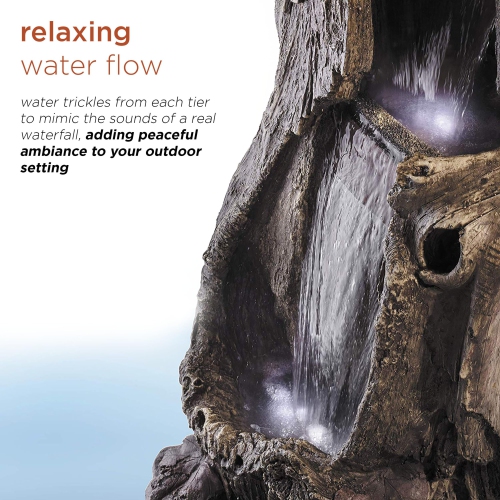Fontaine extérieure en cascade avec lumières à DEL de 41&nbsp;po Rainforest d'Alpine Corporation