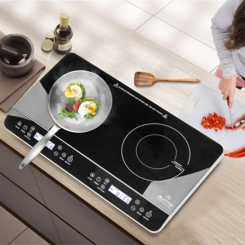 Duxtop LCD Portable Double Induction Cooktop 1800W Digital Electric Countertop Burner Sensor Touch Stove, 9620LS/BT-35..