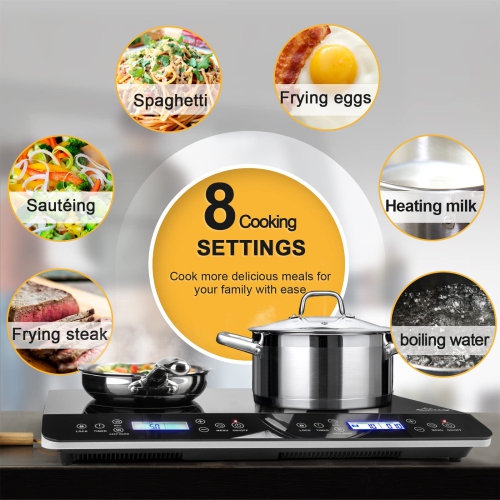 Duxtop LCD Portable Double Induction Cooktop 1800W Digital Electric Countertop Burner Sensor Touch Stove, 9620LS/BT-35..