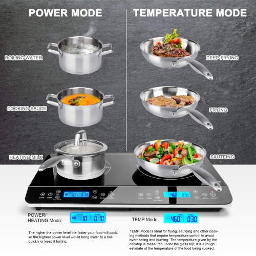 Duxtop LCD Portable Double Induction Cooktop 1800W Digital Electric Countertop Burner Sensor Touch Stove, 9620LS/BT-35..