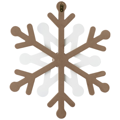 Natural Wooden Snowflake Christmas Wall Decoration - 17.75 - Beige and White