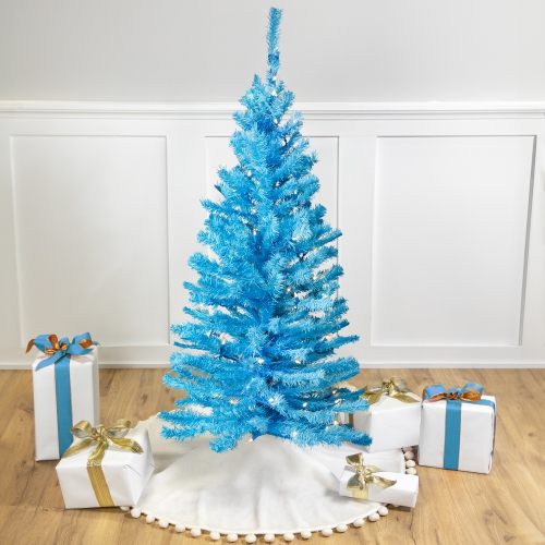 NORTHLIGHT  Pre-Lit Medium Artificial Pine Christmas Tree - 4' - - Clear Lights In Sky Blue