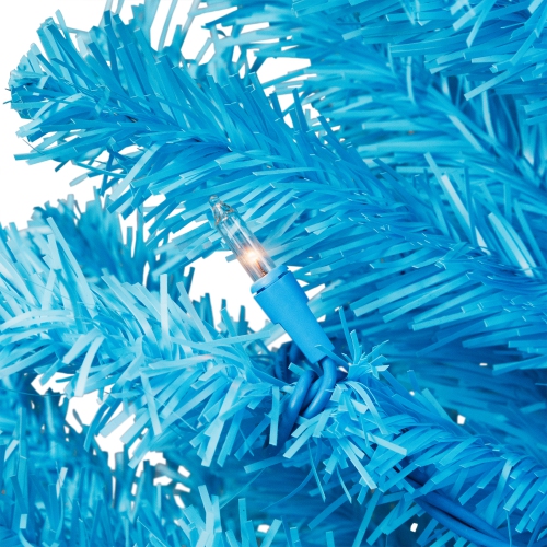 Pre-Lit Medium Artificial Pine Christmas Tree - 4' - Sky Blue - Clear Lights