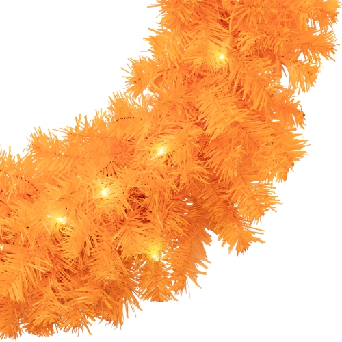 Pre-Lit Artificial Pine Christmas Wreath - 24" - Orange - Clear Lights