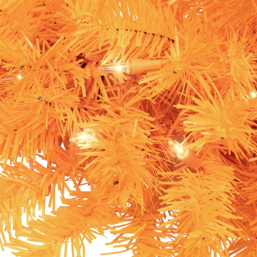 Pre-Lit Artificial Pine Christmas Wreath - 24" - Orange - Clear Lights