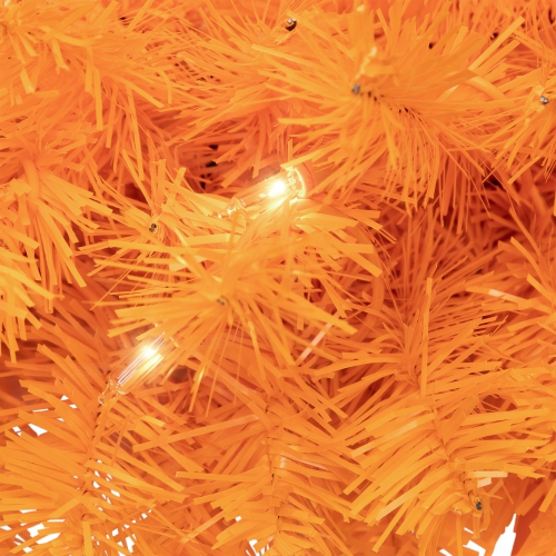 Pre-Lit Artificial Pine Christmas Wreath - 24" - Orange - Clear Lights