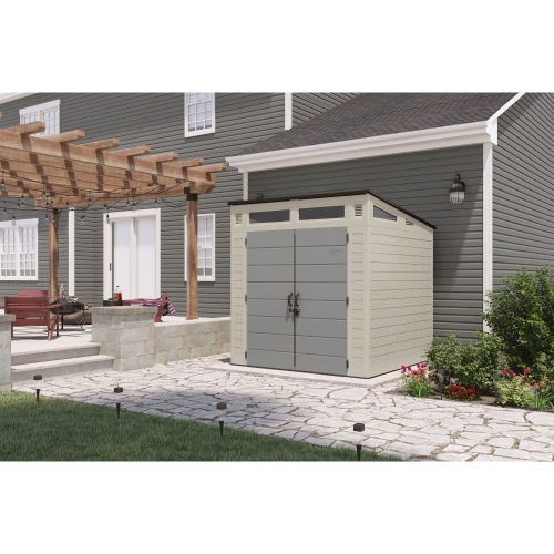 Suncast - Modernist 7' x 7' Storage Shed - Vanilla/Dove Gray