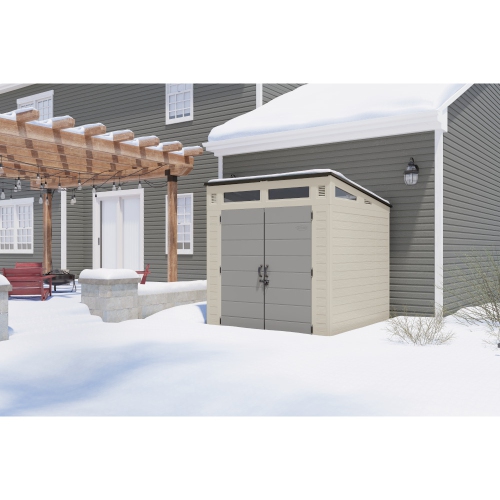 Suncast - Modernist 7' x 7' Storage Shed - Vanilla/Dove Gray