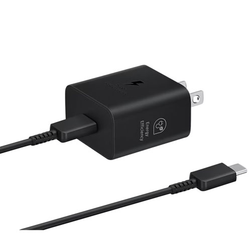 Chargeur mural USB-C ultrarapide de 25 W avec câble de type C de Samsung - Noir