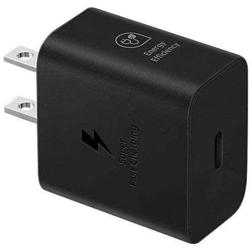 Chargeur mural USB-C ultrarapide de 25 W avec câble de type C de Samsung - Noir