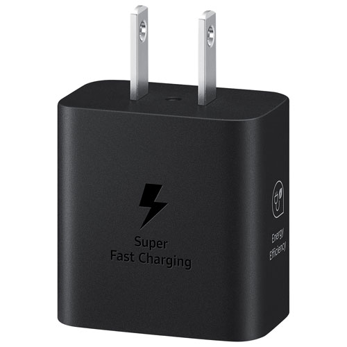 Chargeur mural USB-C ultrarapide de 25 W avec câble de type C de Samsung - Noir