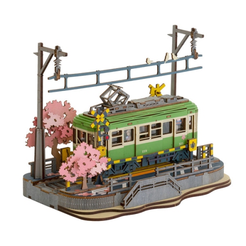 Rolife Sakura Journey 3D Wooden Puzzle TGS02 – 223-Piece Tram Puzzle Inspired by Kamakurakokomae Station, Perfect for Home Decor & Japanese Culture
