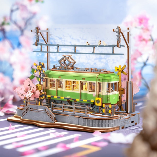 Rolife Sakura Journey 3D Wooden Puzzle TGS02 – 223-Piece Tram Puzzle Inspired by Kamakurakokomae Station, Perfect for Home Decor & Japanese Culture